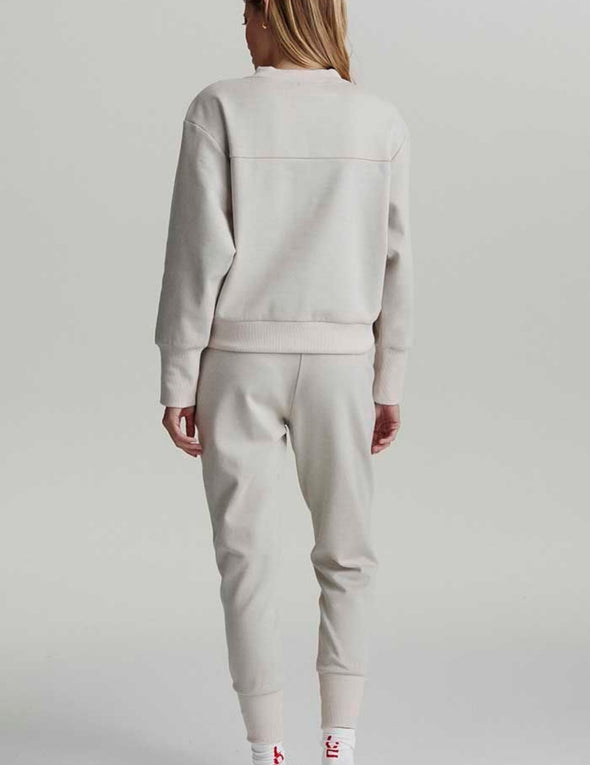 Edith Ribbed Pique Sweat - Moss Grey