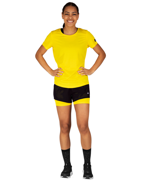 2 in 1 Shorts - Black and Yellow