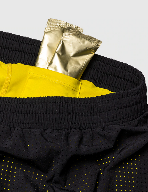 2 in 1 Shorts - Black and Yellow